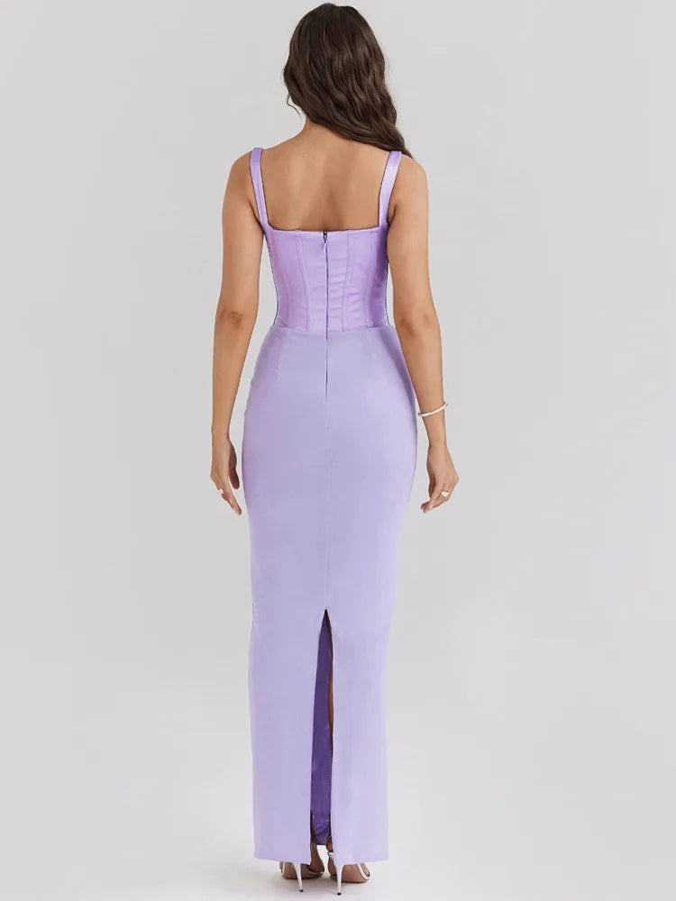 שמלת מקסי רשת בעיצוב מחוך סאטן - Mariam