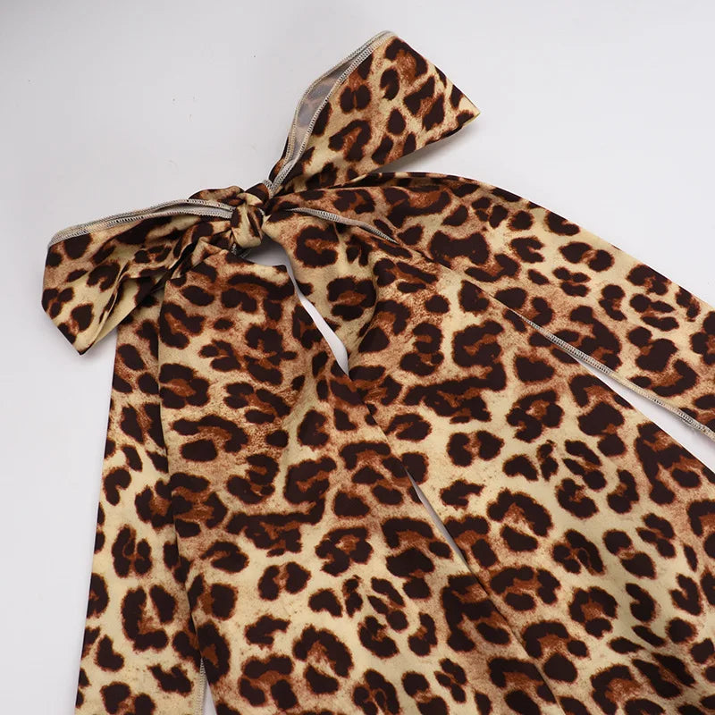 שמלת מקסי מנומרת קשירה בצוואר - RONA