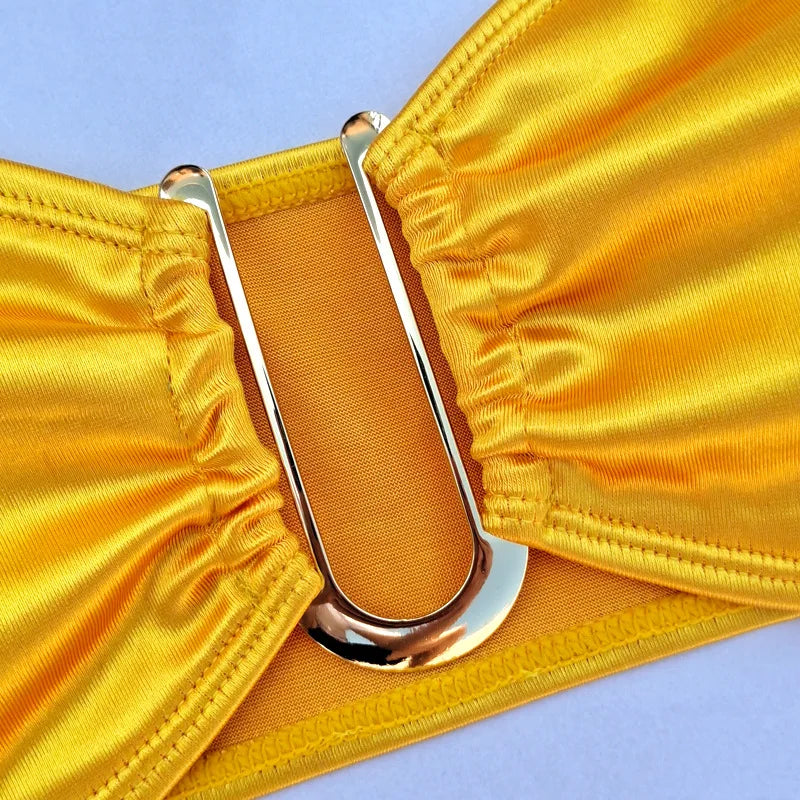 בגד ים סטרפלס גזרה גבוהה - ARIEL