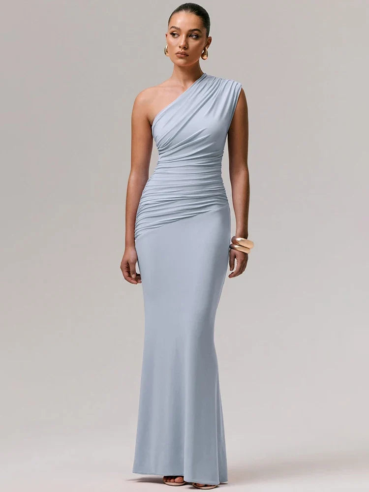 Elegant one-shoulder maxi dress - Jeska