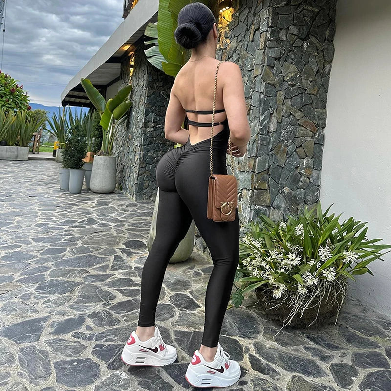 אוברול סטרפלס בד מבריק ומחטב - Lorelai