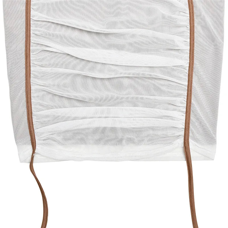 שמלת מידי כיווצים קו צוואר משופע - LOV