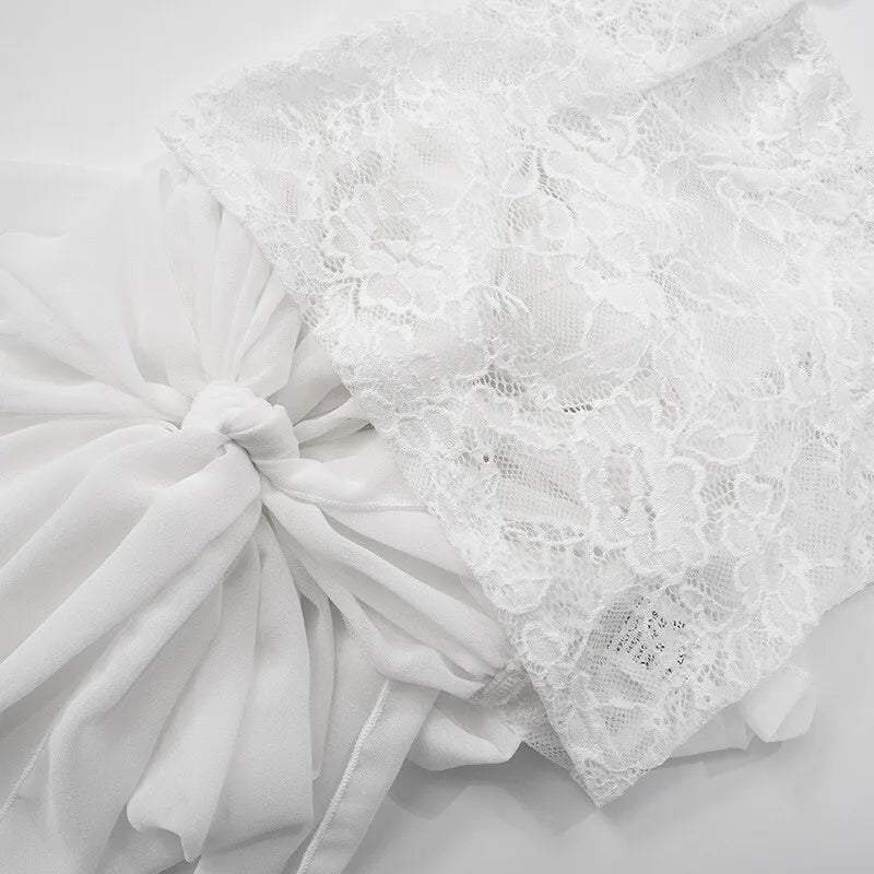 סט תחרה שני חלקים טופ גופיה קשירות בגב וחצאית מקסי - רייצ'ל