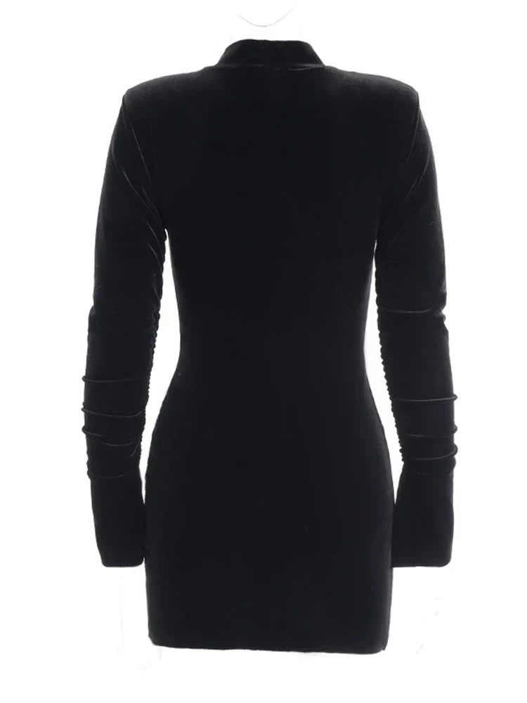 שמלת מיני גולף קטיפה בעיצוב כיווצים - Julia