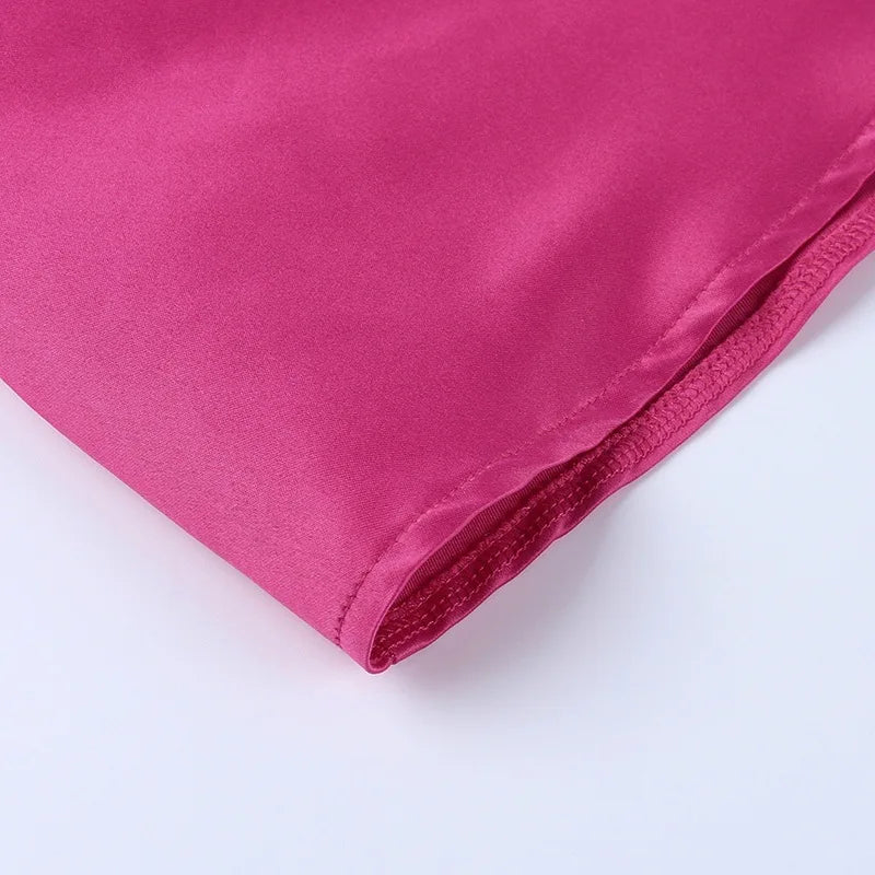 שמלת מיני סאטן בגזרת A כתפיות זרקונים - MIEL