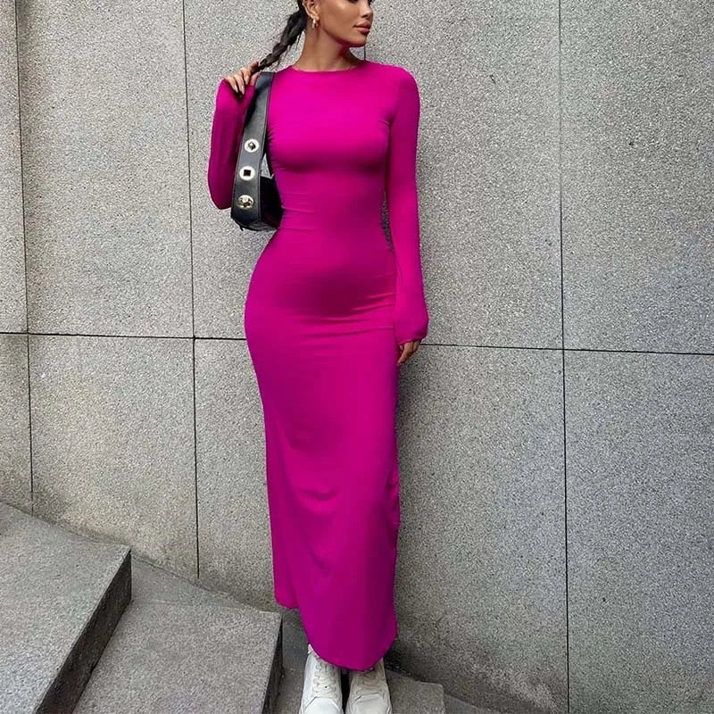 שמלת מקסי צמודה בד מחטב - Matilda