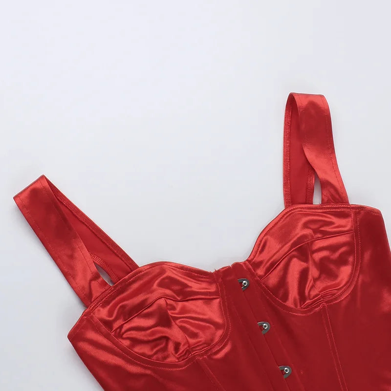 Satin Crop Top with Buttons - Sienna