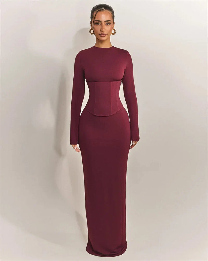 Maxi dress with corset design - TOHAR