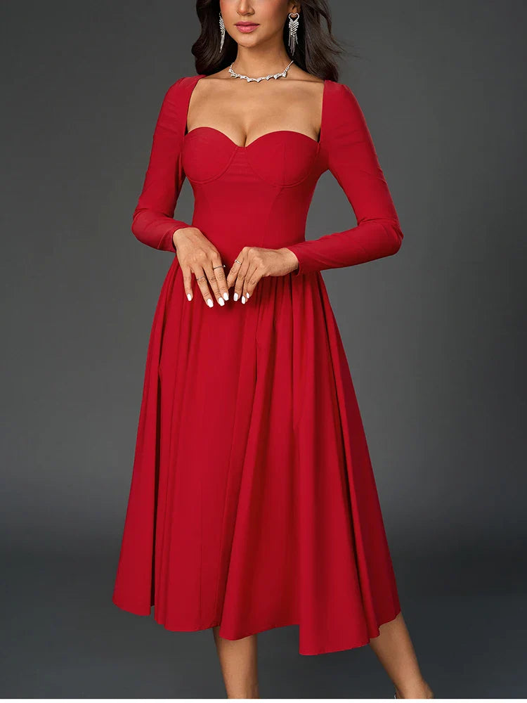 שמלת מידי בגזרת A בעיצוב כפרי - Giuliana