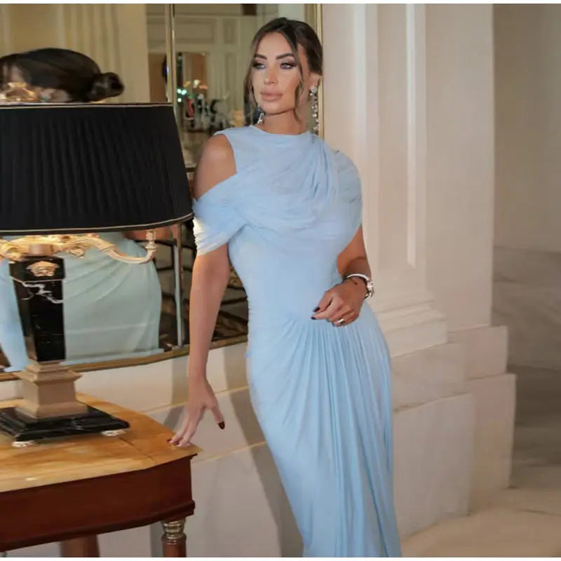 שמלת מקסי יוקרתית בעיצוב קיפולים - אמנדה