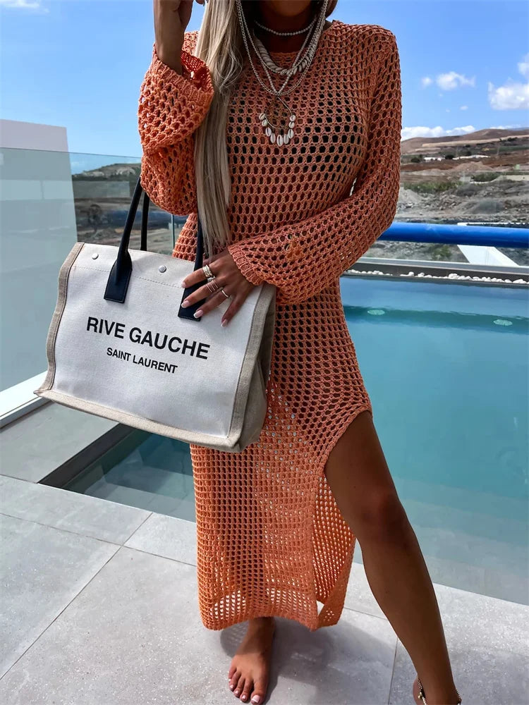 שמלת חוף רשת מקסי בעיצוב שסע - Miranda