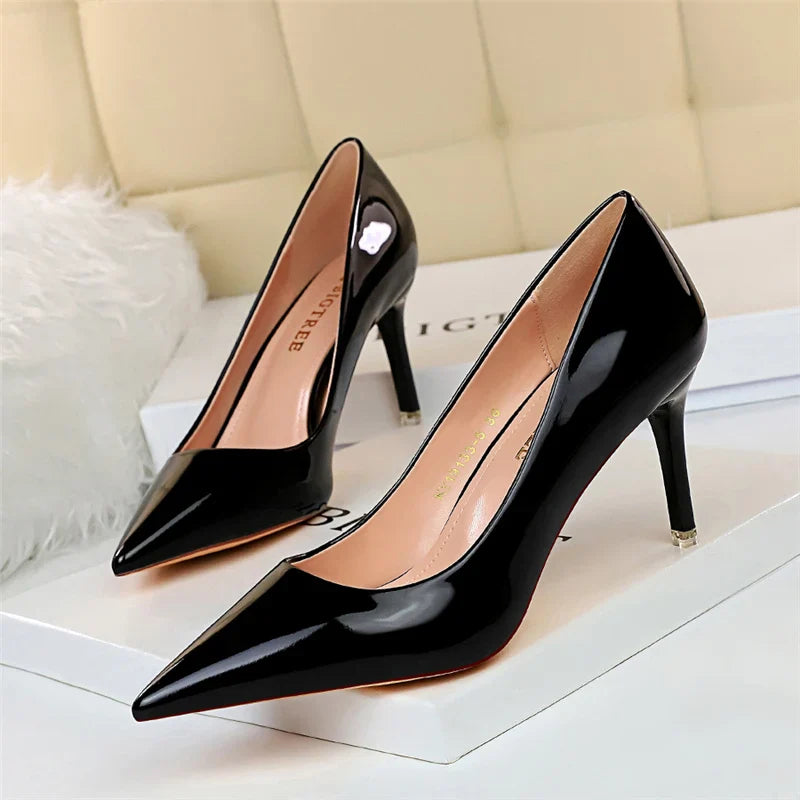 Shiny high heel shoes in various heights - Hailey