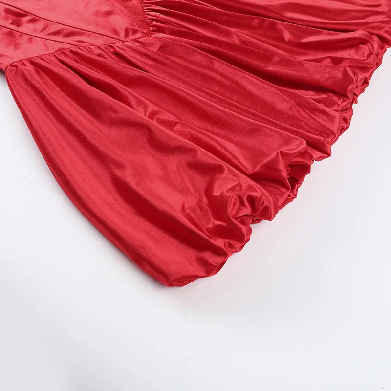 שמלת מיני סאטן בגזרת בלון - שנדי