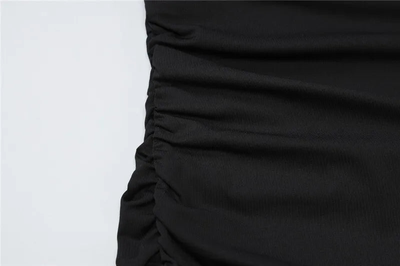 שמלת מקסי כיווצים צווארון גולף בעיצוב שסע עמוק - סאשה