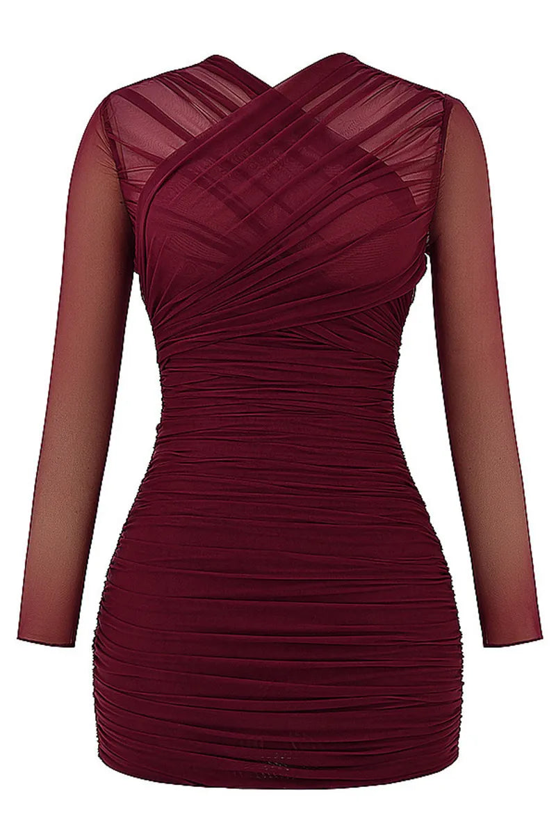 שמלת מיני כיווצים צמודה בעיצוב רשת - אדי