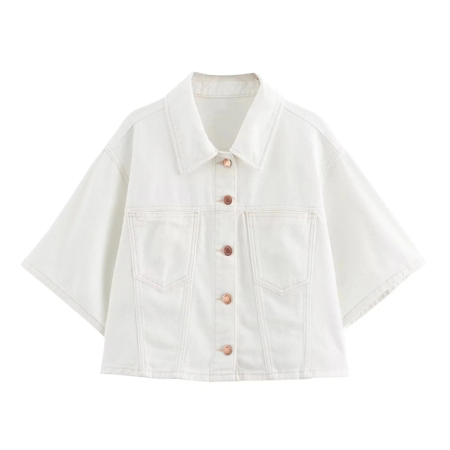 חליפת דנים שני חלקים לבנה מכנס חצאית ובלייזר מכופתר צווארון פולו  -  ג'נסיס