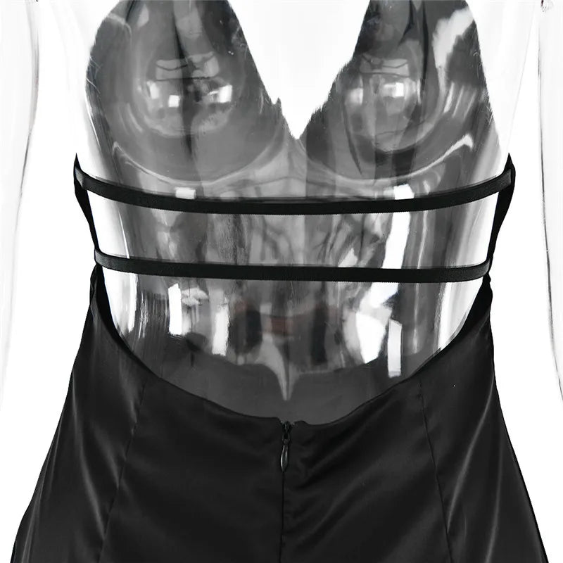 שמלת מקסי סאטן מחשוף V בגזרת בת ים - נטליה