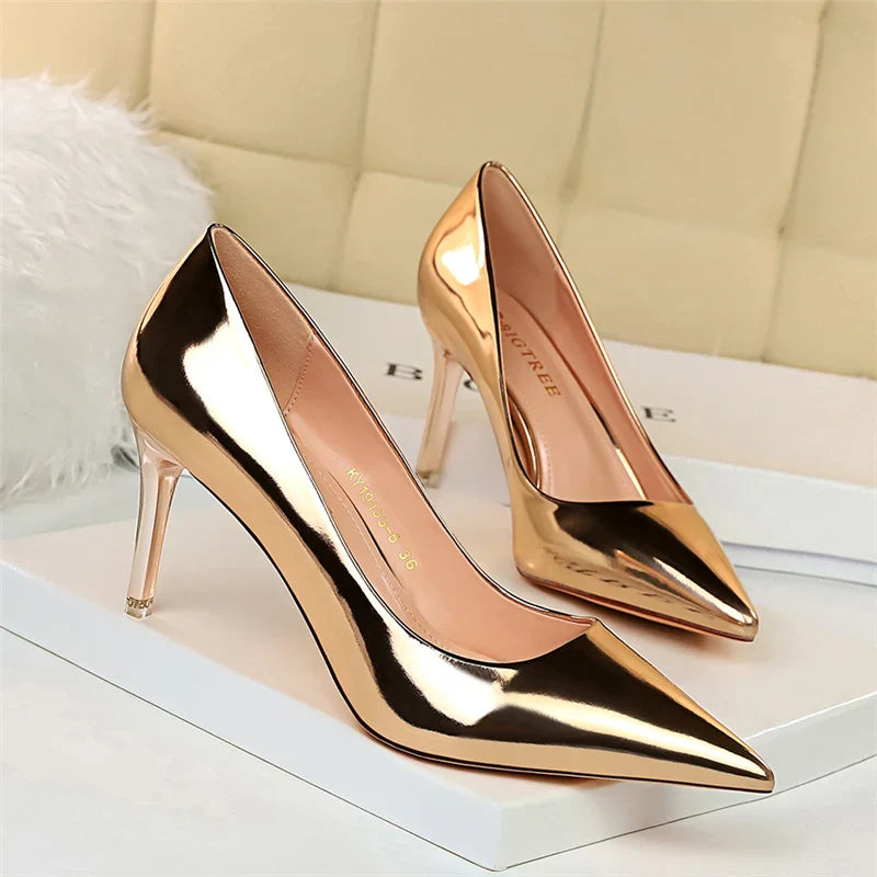 Shiny high heel shoes in various heights - Hailey