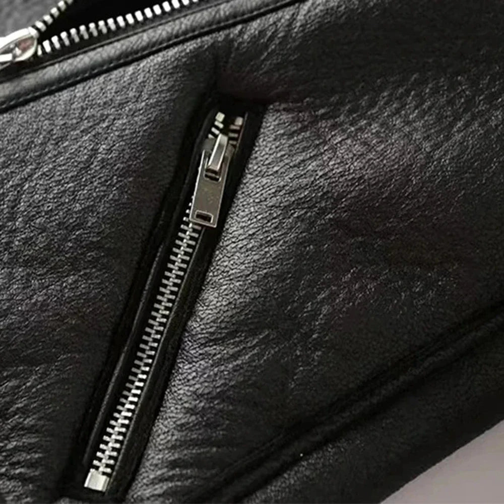 מעיל עור פרווה פנימית - אלנה