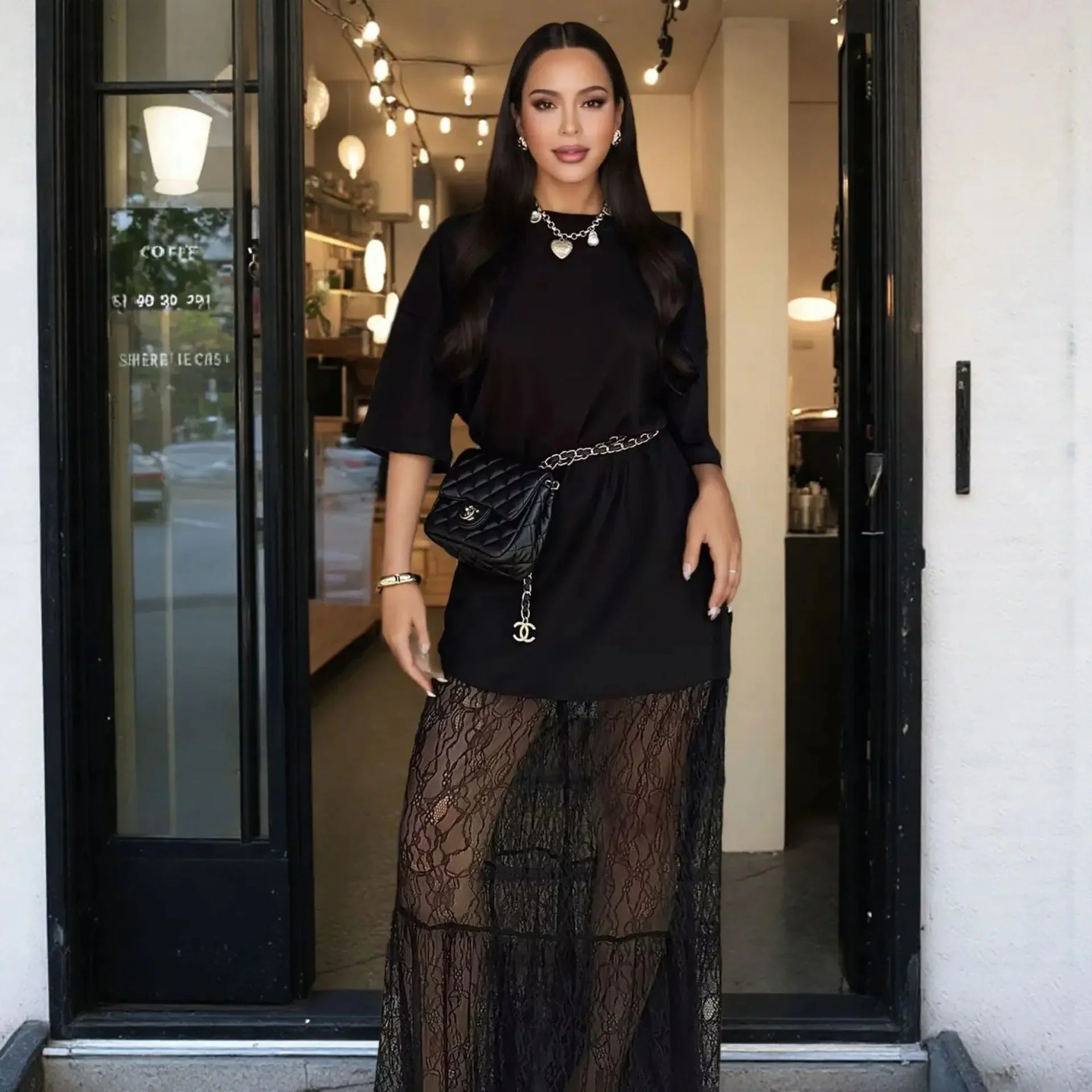 שמלת מקסי בעיצוב תחרה - מגנוליה