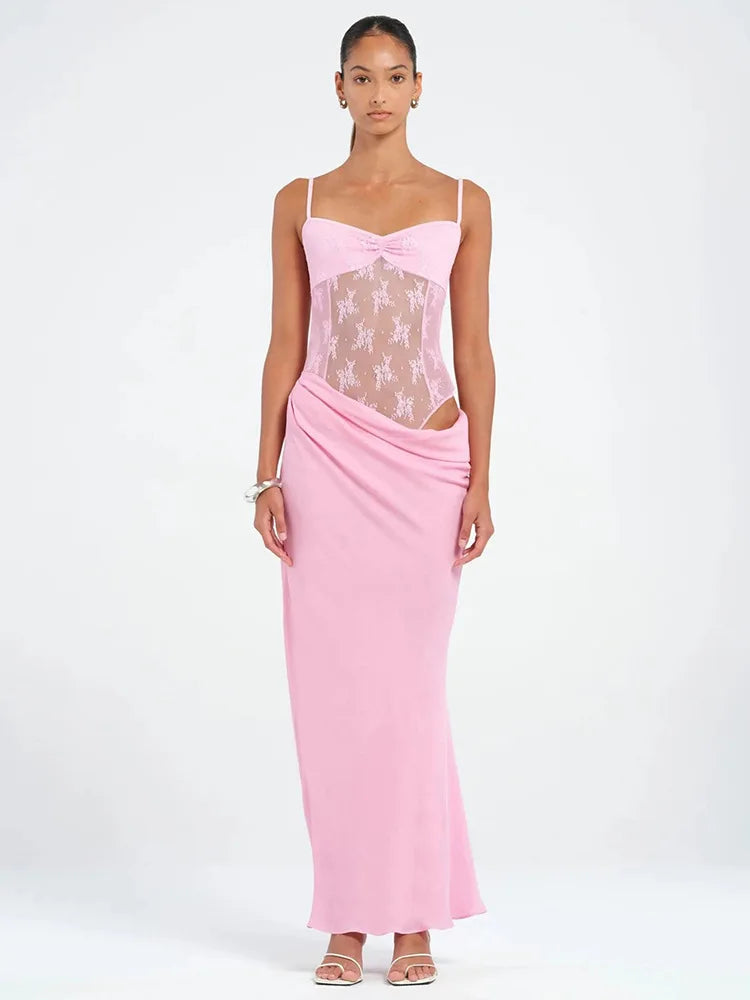 שמלת מקסי בעיטור תחרה - שרי