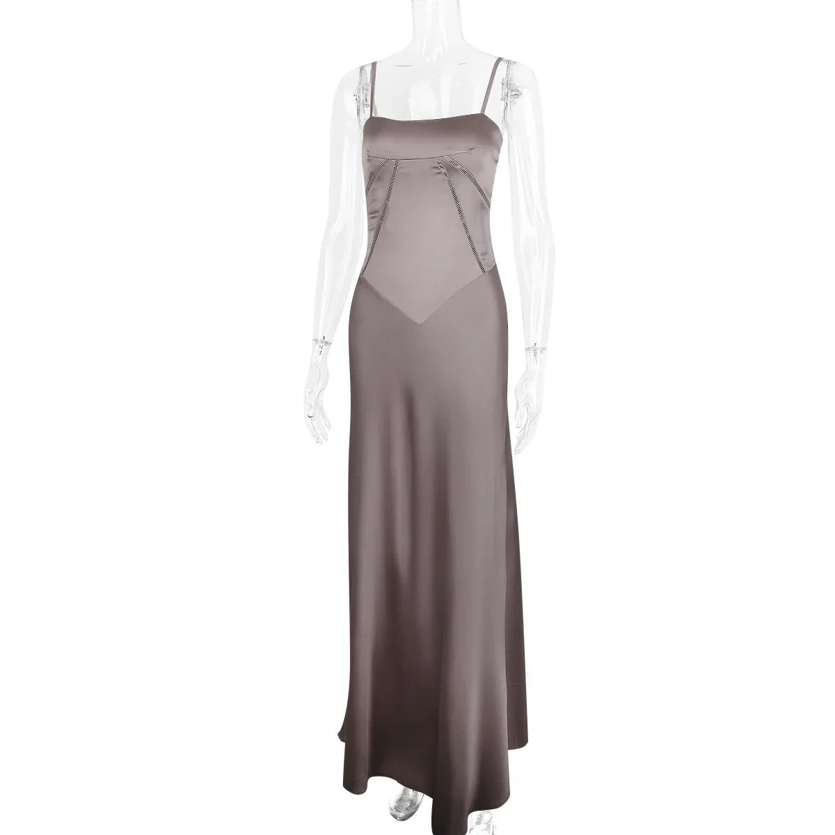 שמלת מקסי סאטן קשירה בגב להצמדה במותן - Lilia