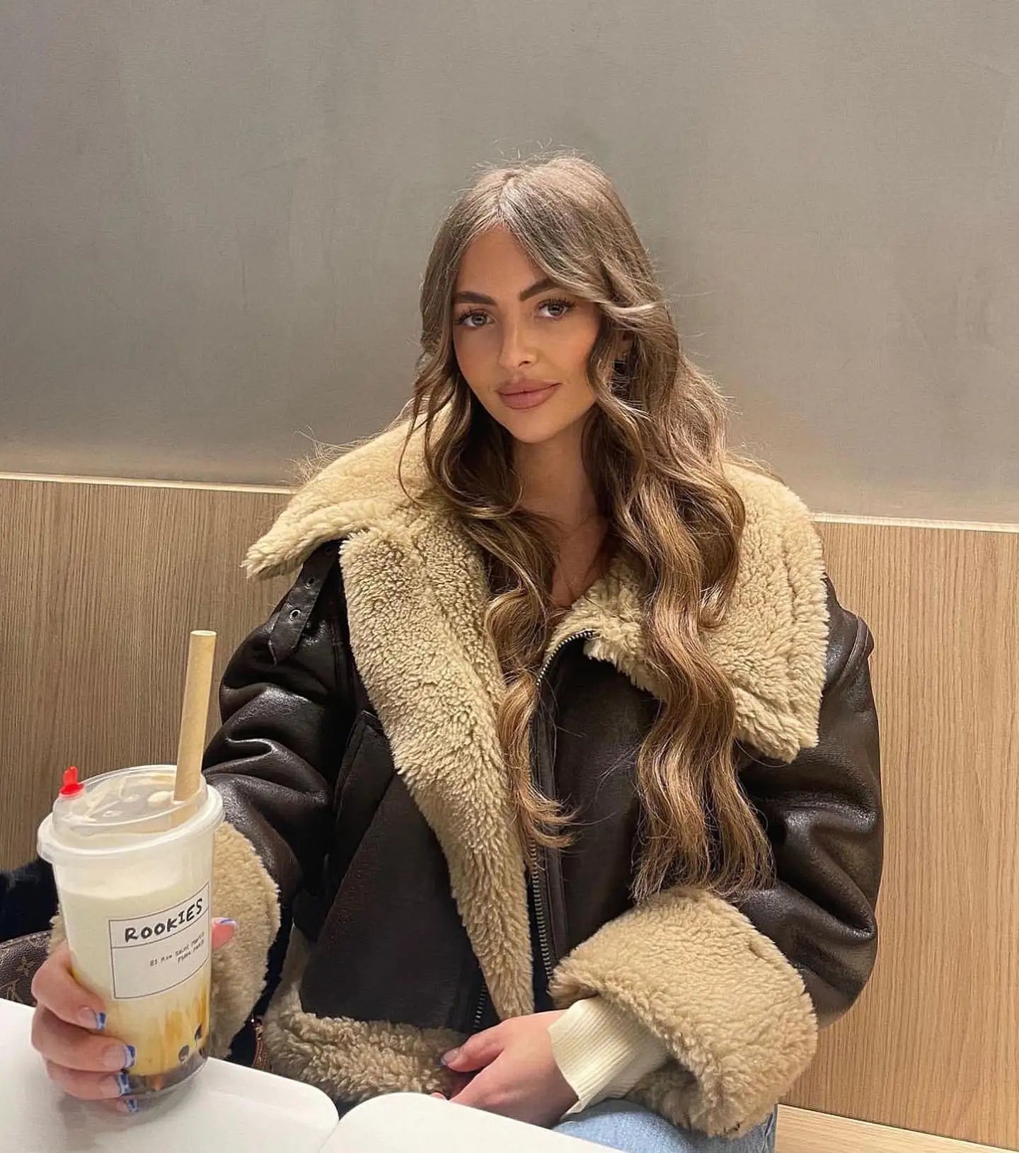 מעיל עור פרווה פנימית - קנדי