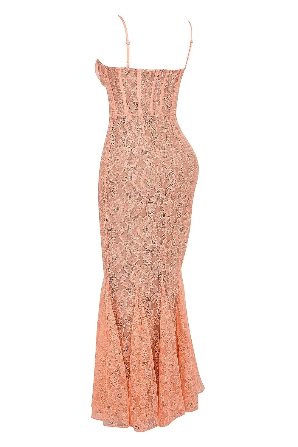 שמלת מקסי תחרה בגזרת בת ים בעיצוב מחוך - Jazlyn