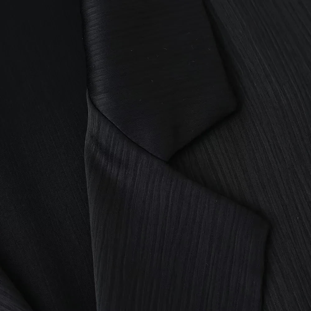 חליפת שני חלקים בד קרפ מבריק נעים מכנסיים ארוכים ובלייזר - ריקה