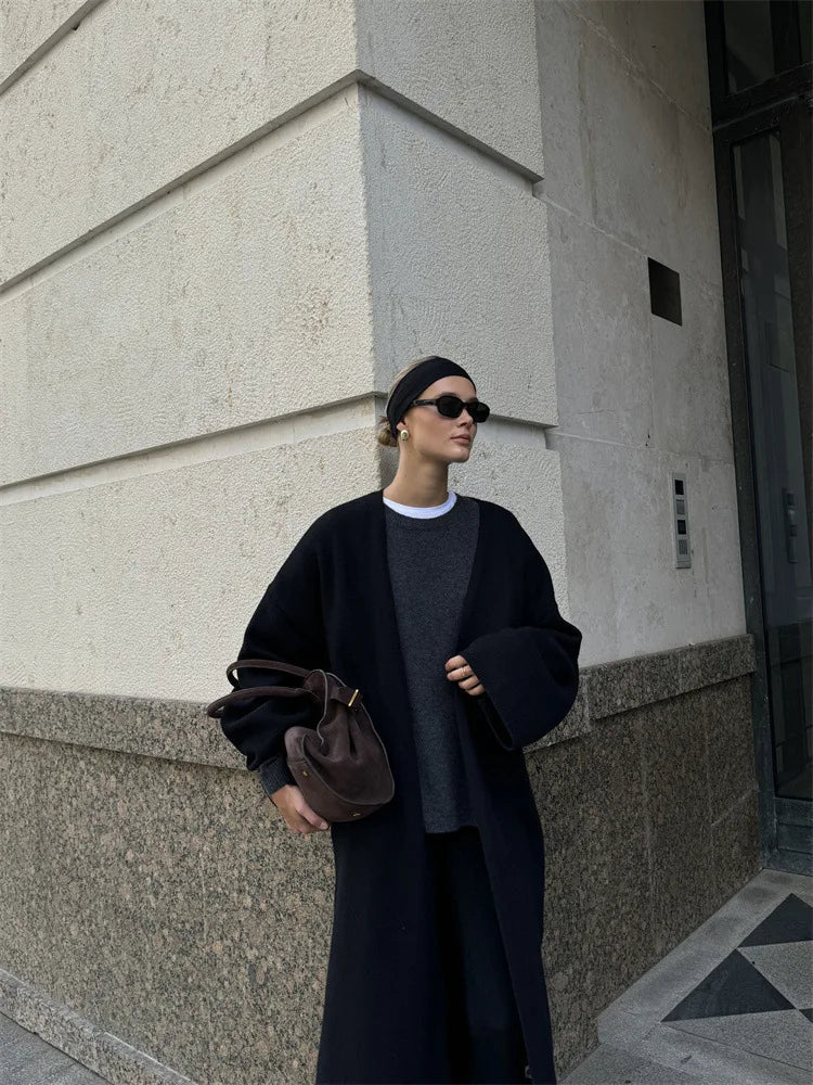 קרדיגן צמרי ארוך סגירת חגורת קשירה - קאי