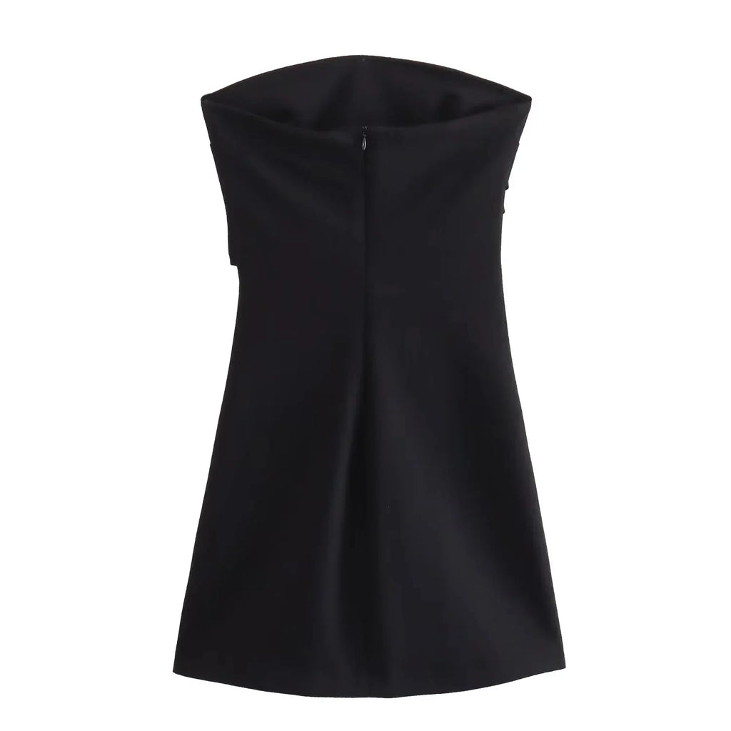 שמלת מיני סטרפלס בעיצוב כיווצים - Bonnie