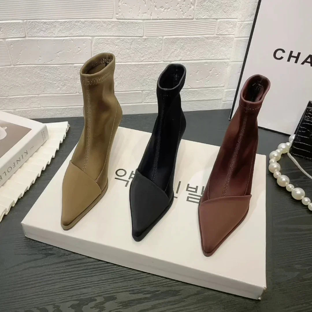Silk satin pointed toe boots - Liran