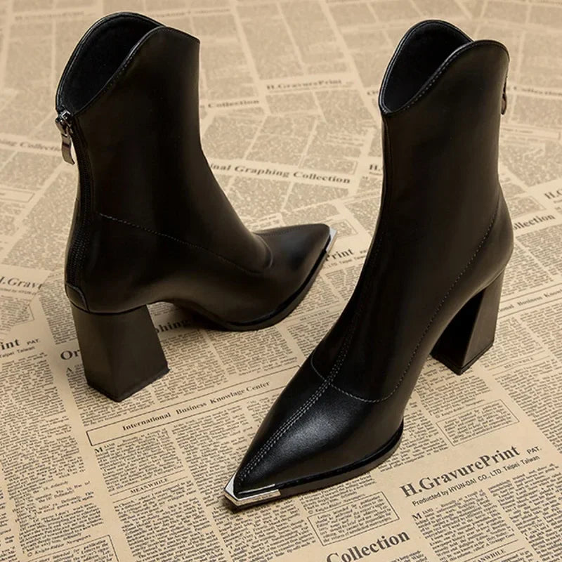Faux leather pointed heel boots - Max