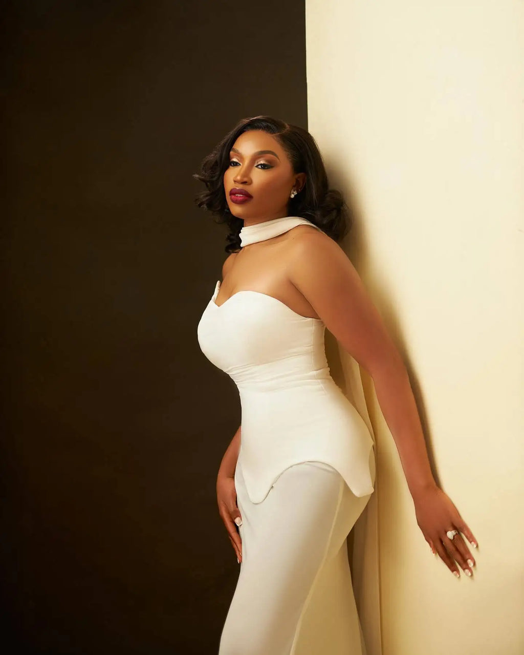 שמלת מקסי סטרפלס בעיצוב שיפון - Genesis