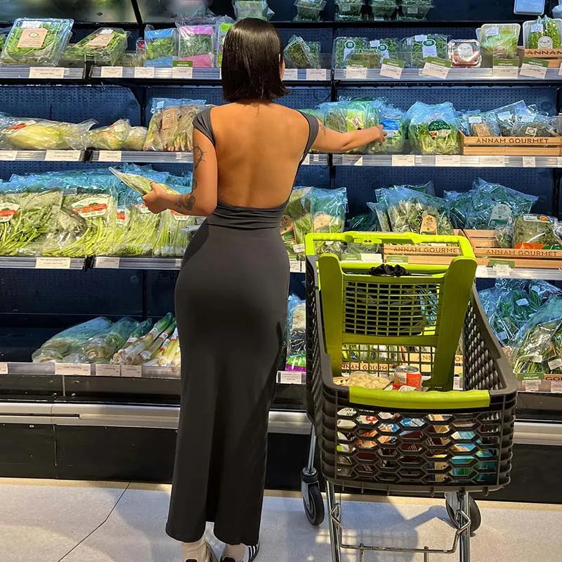 שמלת מקסי צמודה גב פתוח - Elia