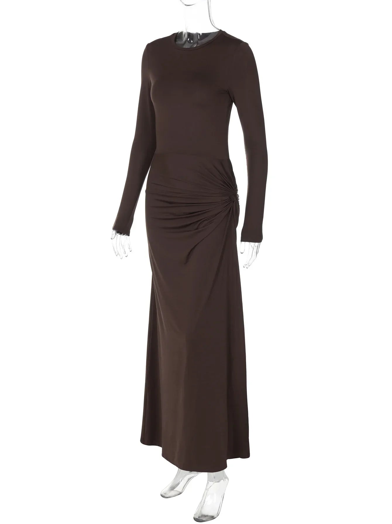 שמלת מקסי בעיצוב כיווצים ושסע עמוק - דיאן