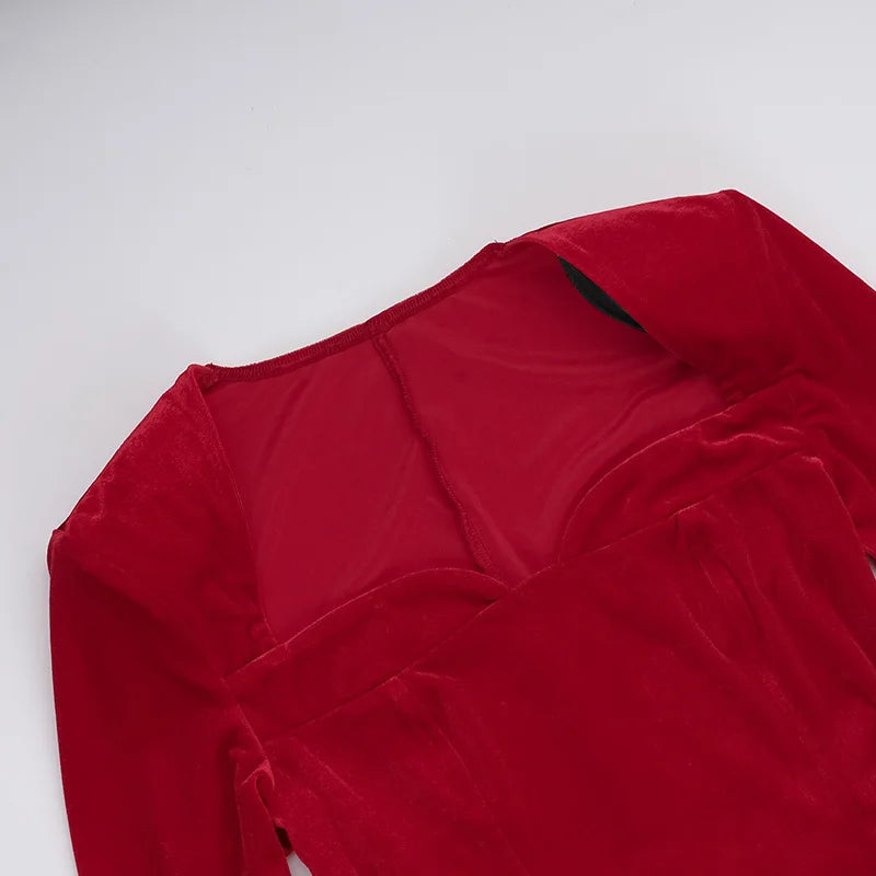 שמלת מקסי קטיפה בעיצוב שסע - פראג