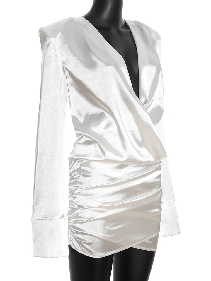 Pleated satin mini dress - Roxana