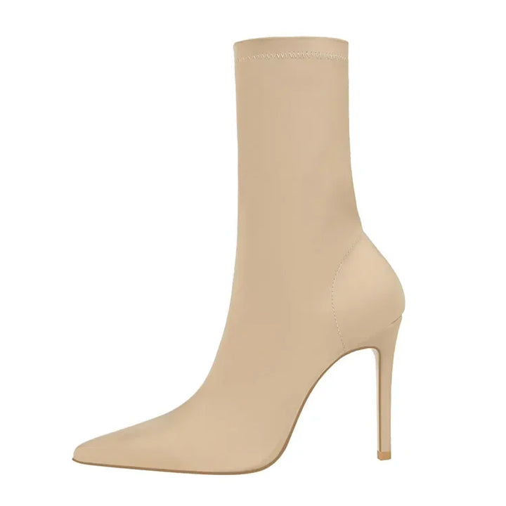 Silk fabric pointed heel boots - Margot