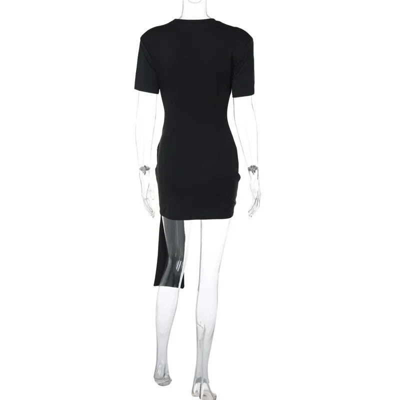 Specially designed mini dress with buckle and train decoration - Morgan
