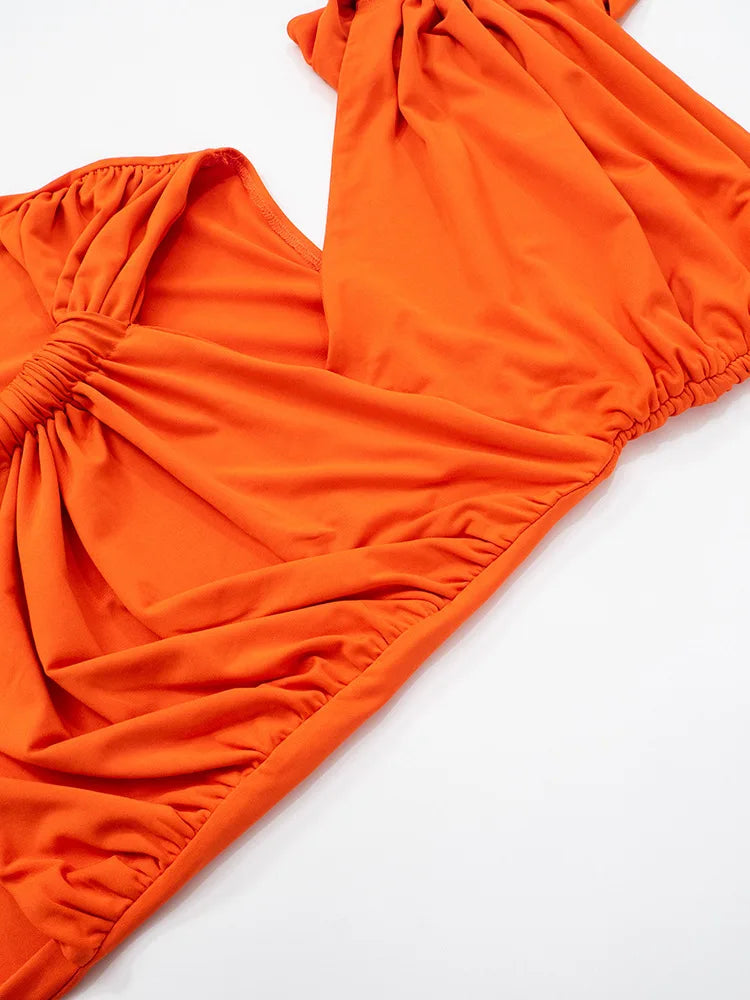 שמלת מקסי בוהו שיק בעיצוב כתפיה אחת ופתח בעיטור שובל - אלכסנדריה