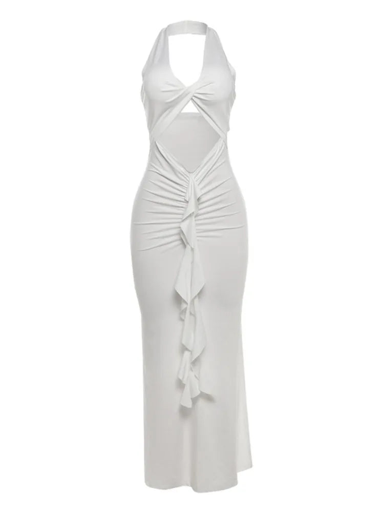 שמלת מקסי צמודה בעיטור מלמלה בעיצוב פתח - Jolene