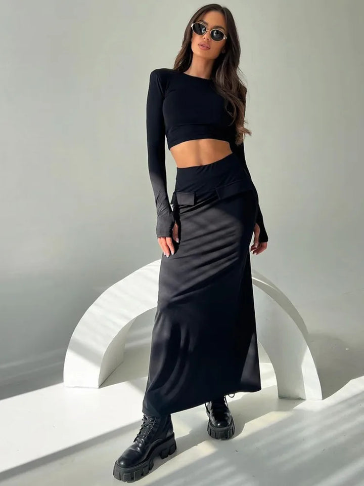 סט שני חלקים טופ וחצאית מקסי - באדי