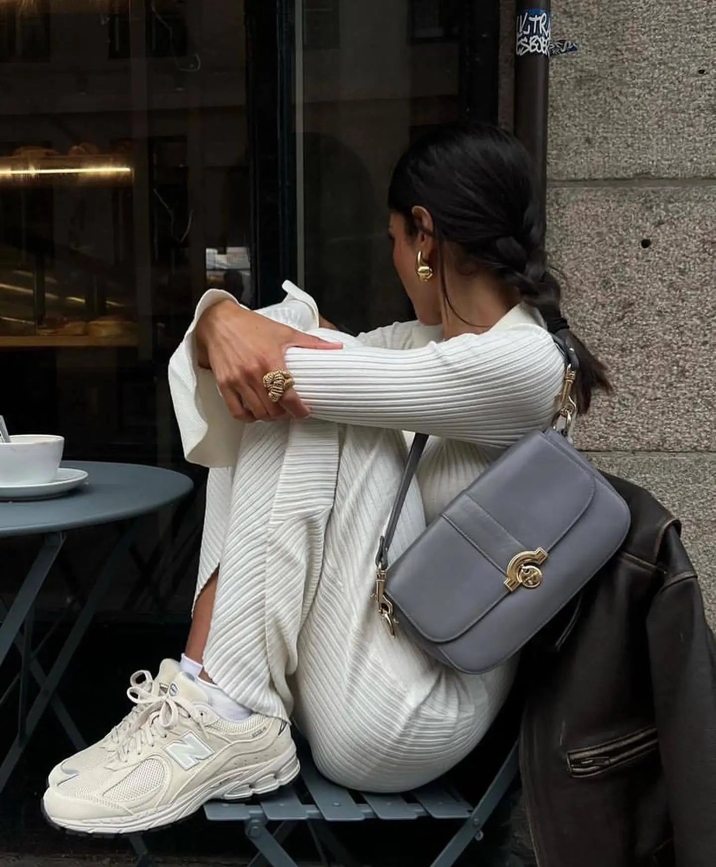 שמלת מקסי סריג צווארון צווארון פולו - גייל