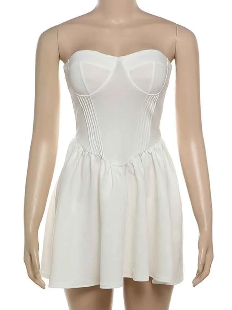 שמלת מיני סטרפלס בגזרת A - Louisa