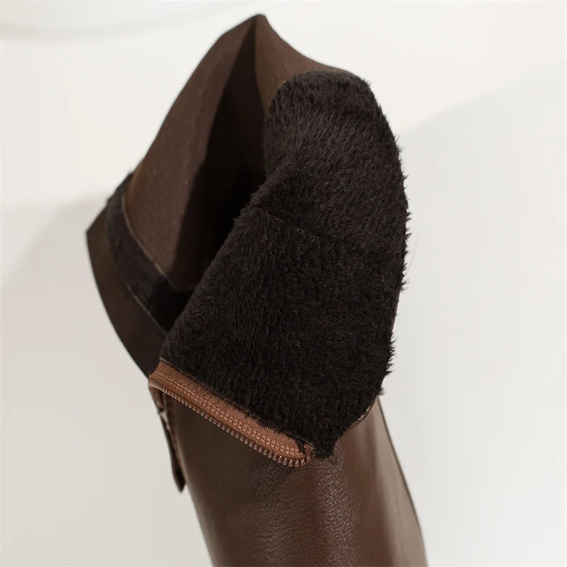 מגפי עקב פלטפורמה דמוי עור - שר