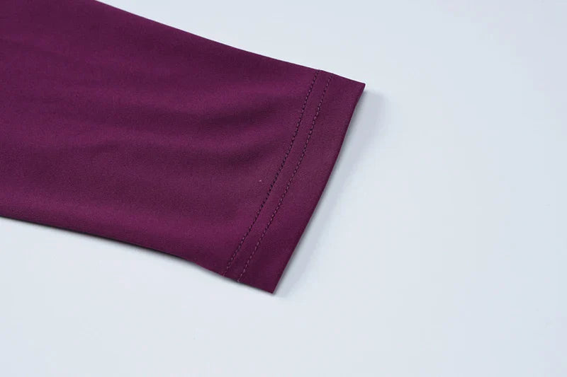 שמלת מקסי צווארון גולף צנועה בעיצוב כיווצים ומלמלה - מלכה