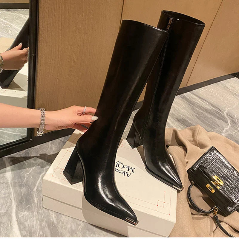 High heeled leatherette boots - Sally
