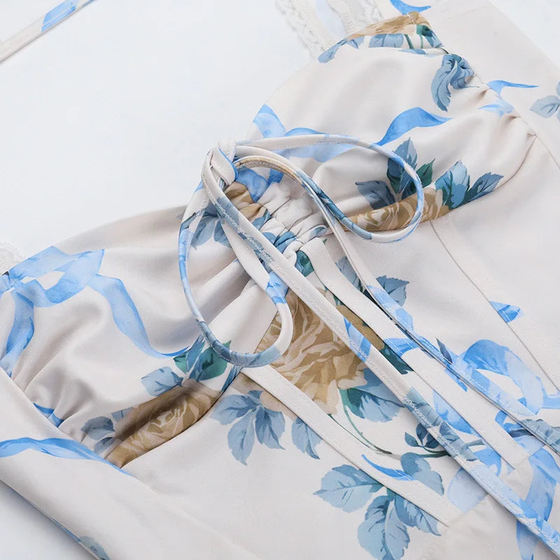 שמלת מידי אלגנטית בהדפס פרחוני בגזרת A - פלוריין