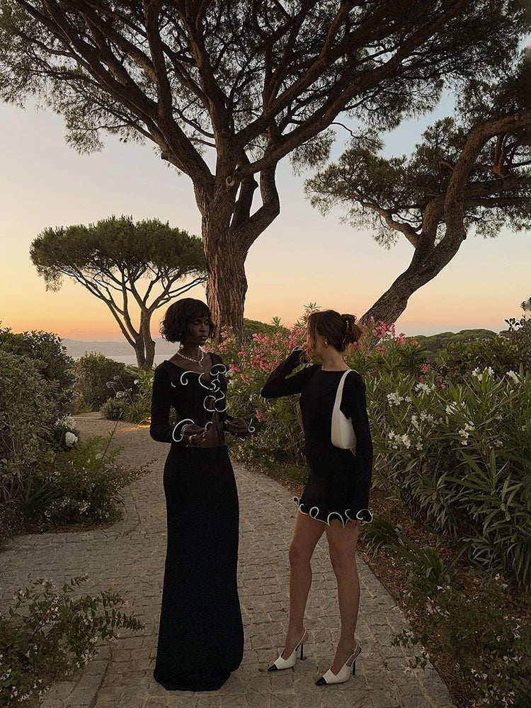 שמלת מיני/מקסי/סטרפלס סרוגה בעיטור גלים - RONNIE